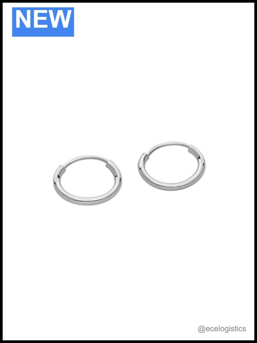 14k White Gold Small Endless Hoop Earrings 10mm Sleeper Cartilage Nose Lips